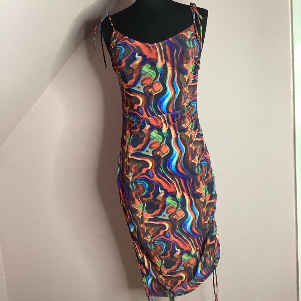 Kendall & Kylie Blue Red Spaghetti Strap Sheath Dress